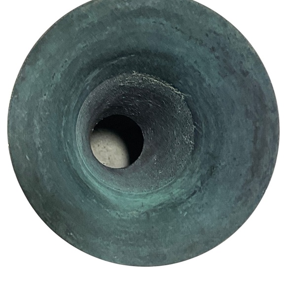 Vintage Handcrafted Green Metal Vase by Archana Crafts India Swirl Design 7 7/8” - Picture 7 of 10